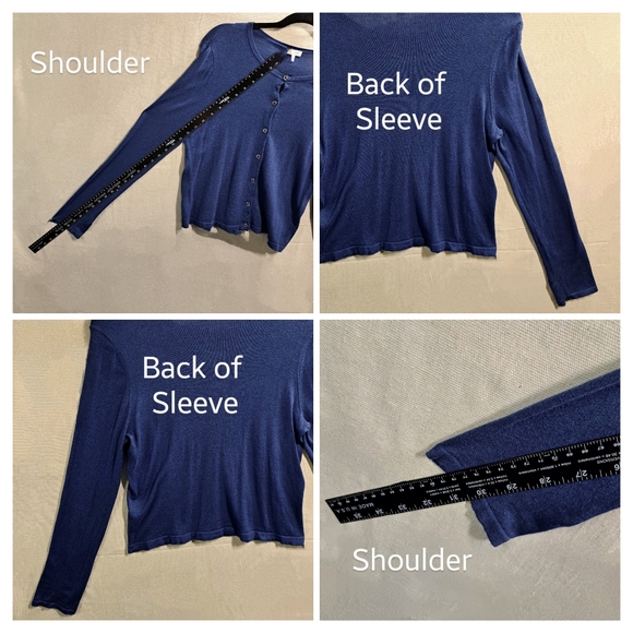 J.Jill Women Small Blue Cotton Bamboo Viscose Long Sleeve Button Up Cardigan - Picture 7 of 9